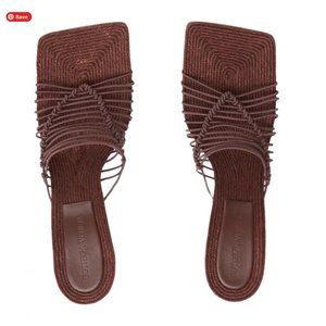 Bottega Veneta Knotted Cord And Raffia Mules Sz 39.5